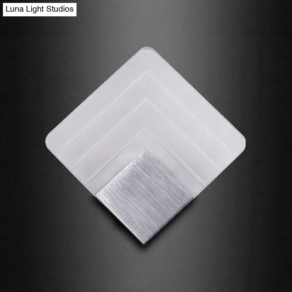 DecorBites™ Square LED Wall Sconce - 5.5/8" Width, Acrylic Light, Aged Silver/Black Finish