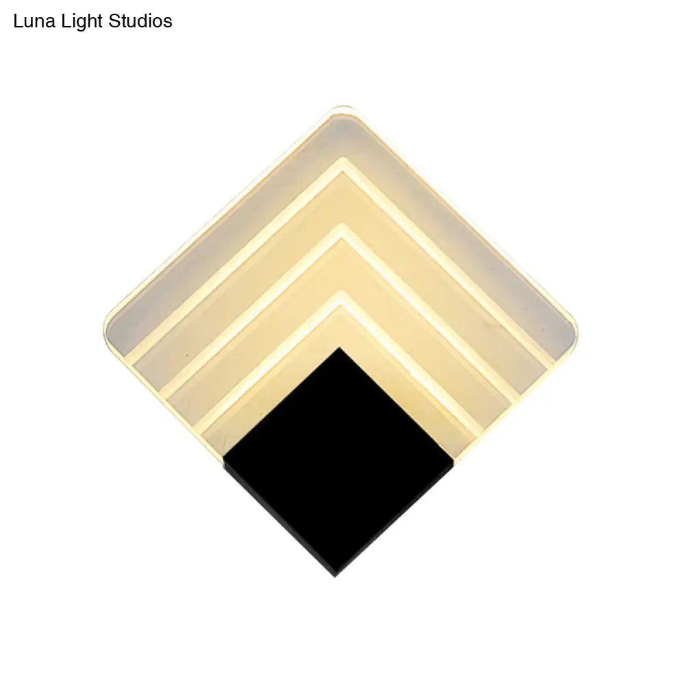 DecorBites™ Square LED Wall Sconce - 5.5/8" Width, Acrylic Light, Aged Silver/Black Finish