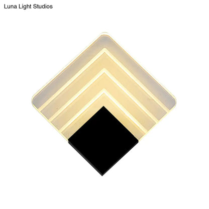 DecorBites™ Square LED Wall Sconce - 5.5/8" Width, Acrylic Light, Aged Silver/Black Finish