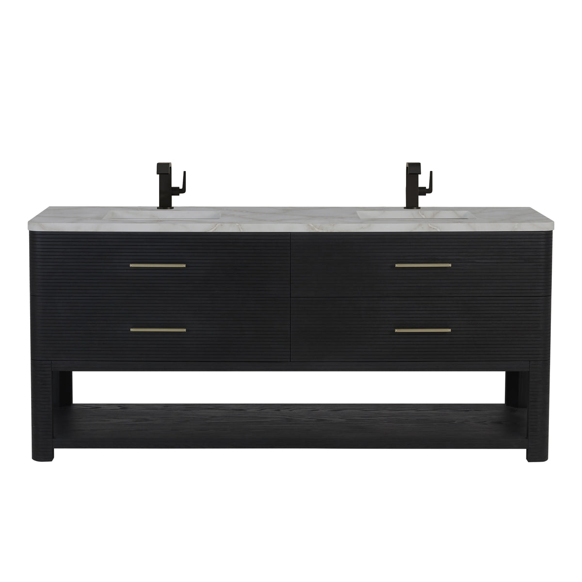James Martin Lucian 72" Double Bathroom Vanity, Carbon Oak