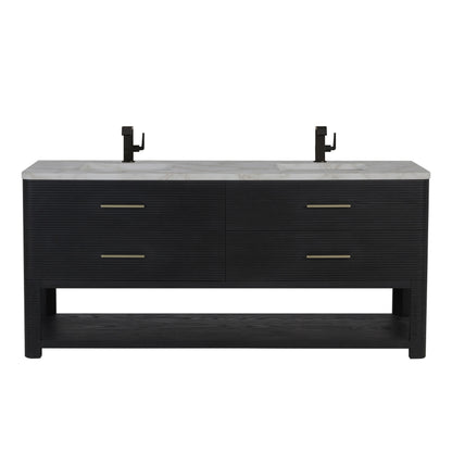James Martin Lucian 72" Double Bathroom Vanity, Carbon Oak
