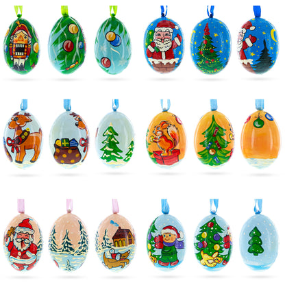 6 Santa, Nutcracker, Reindeer, Squirrel Wooden Christmas Ornaments 3 Inches