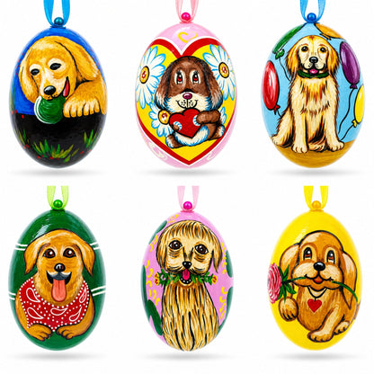 Golden Retriever and Labrador Wooden Christmas Ornaments 3 Inches
