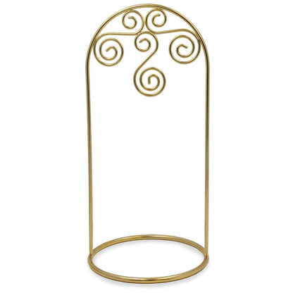 Arched Swirls Gold Tone Metal Ornament Stand Holder Display 7.75 Inches