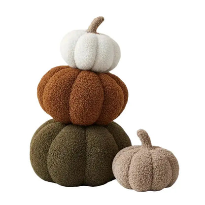 Stacked 3d pumpkin throw pillow living room plush fleece decor