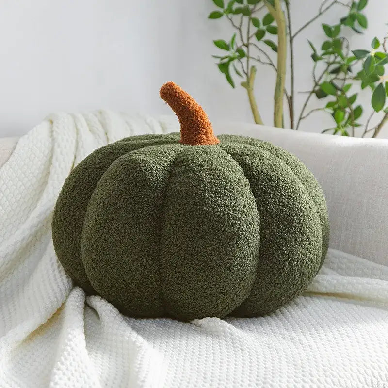 Stacked 3d pumpkin throw pillow living room plush fleece decor