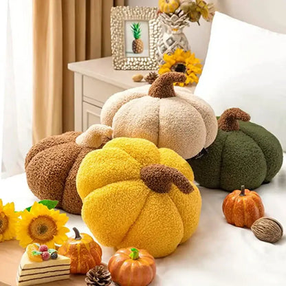 Stacked 3d pumpkin throw pillow living room plush fleece decor