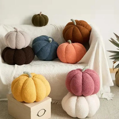Stacked 3d pumpkin throw pillow living room plush fleece decor