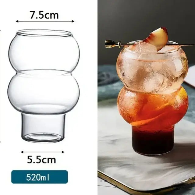 Stacked ribbed glass cold brew coffee cup kitchen tumbler