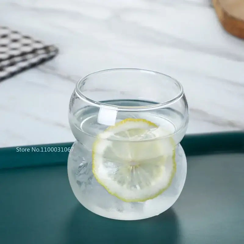 Stacked ribbed glass cold brew coffee cup kitchen tumbler