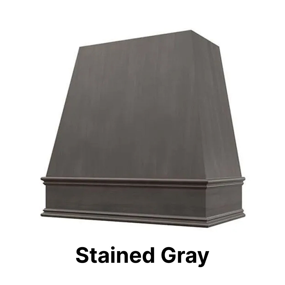 Wood Range Hood With Tapered Front and Decorative Trim - 30", 36", 42", 48", 54" and 60" Widths Available