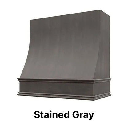 Wood Range Hood With Sloped Front and Decorative Trim - 30", 36", 42", 48", 54" and 60" Widths Available