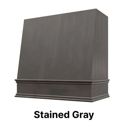 Wood Range Hood With Angled Front and Decorative Trim - 30", 36", 42", 48", 54" and 60" Widths Available