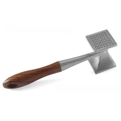 Stainless steel and wood double faced meat tenderizer kitchen hammer