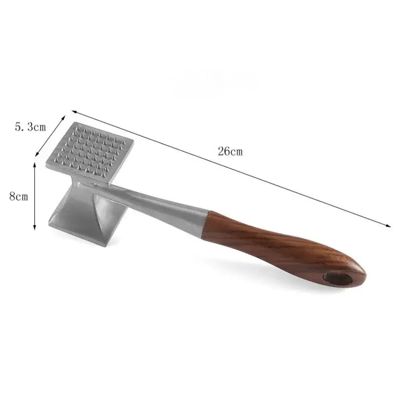 Stainless steel and wood double faced meat tenderizer kitchen hammer