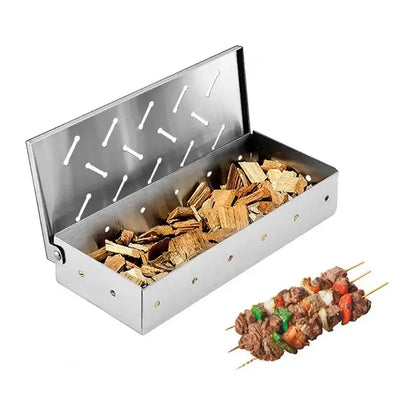 Stainless steel bbq smoker box for kitchen and outdoor grilling