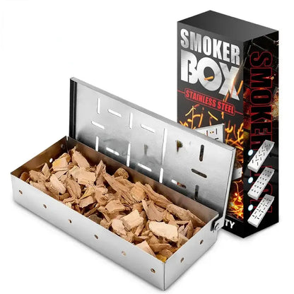 Stainless steel bbq smoker box for kitchen and outdoor grilling