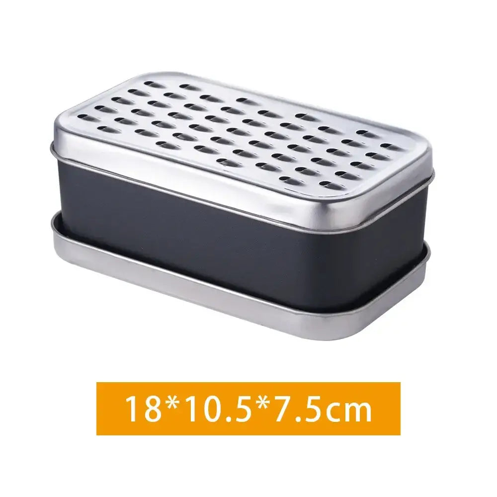 Stainless steel cheese grater with container lid – kitchen tool