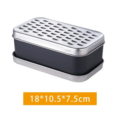 Stainless steel cheese grater with container lid – kitchen tool