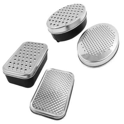 Stainless steel cheese grater with container lid – kitchen tool