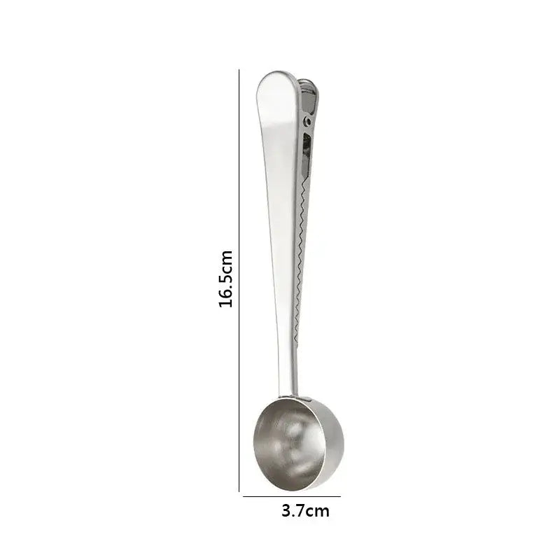 Stainless steel coffee spoon and sealing clip set kitchen accessory