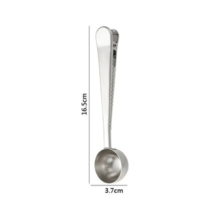 Stainless steel coffee spoon and sealing clip set kitchen accessory