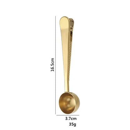 Stainless steel coffee spoon and sealing clip set kitchen accessory