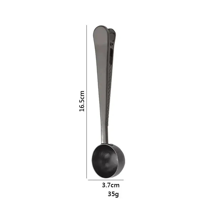 Stainless steel coffee spoon and sealing clip set kitchen accessory