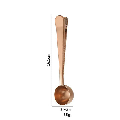 Stainless steel coffee spoon and sealing clip set kitchen accessory