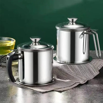 Stainless steel deep fryer pot with strainer and tongs kitchen tool