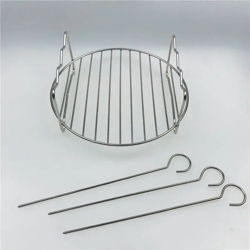 Stainless steel double layer air fryer rack kitchen bbq holder