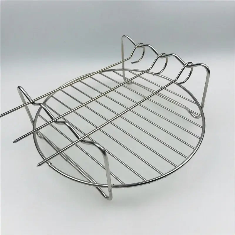 Stainless steel double layer air fryer rack kitchen bbq holder