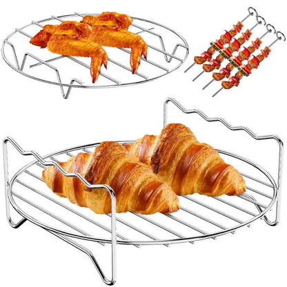 Stainless steel double layer air fryer rack kitchen bbq holder