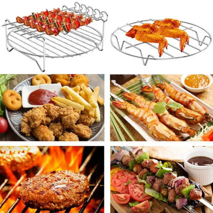 Stainless steel double layer air fryer rack kitchen bbq holder