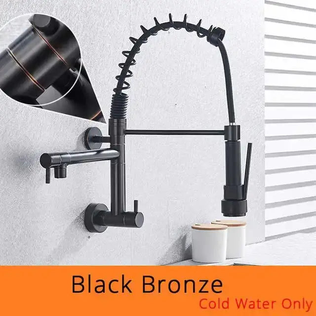 Stainless steel dual spouts kitchen faucet with pull out spray head