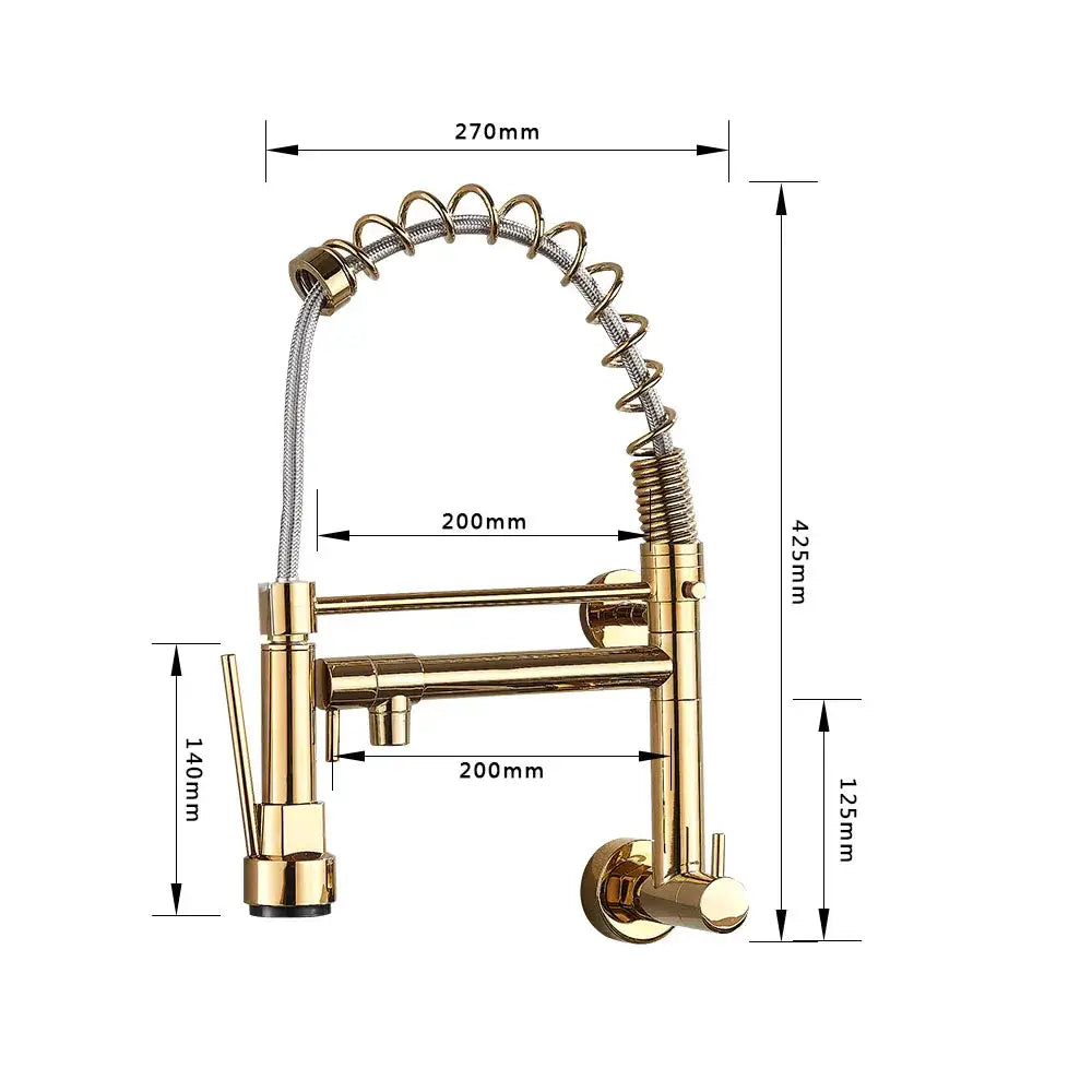 Stainless steel dual spouts kitchen faucet with pull out spray head