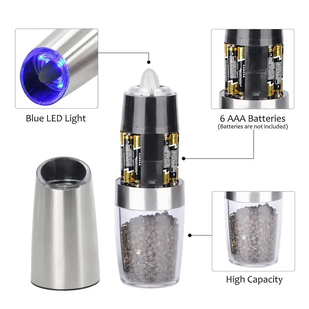 Stainless steel electric pepper grinder set kitchen accessory
