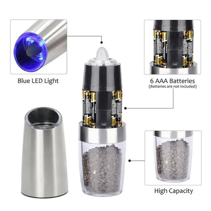 Stainless steel electric pepper grinder set kitchen accessory