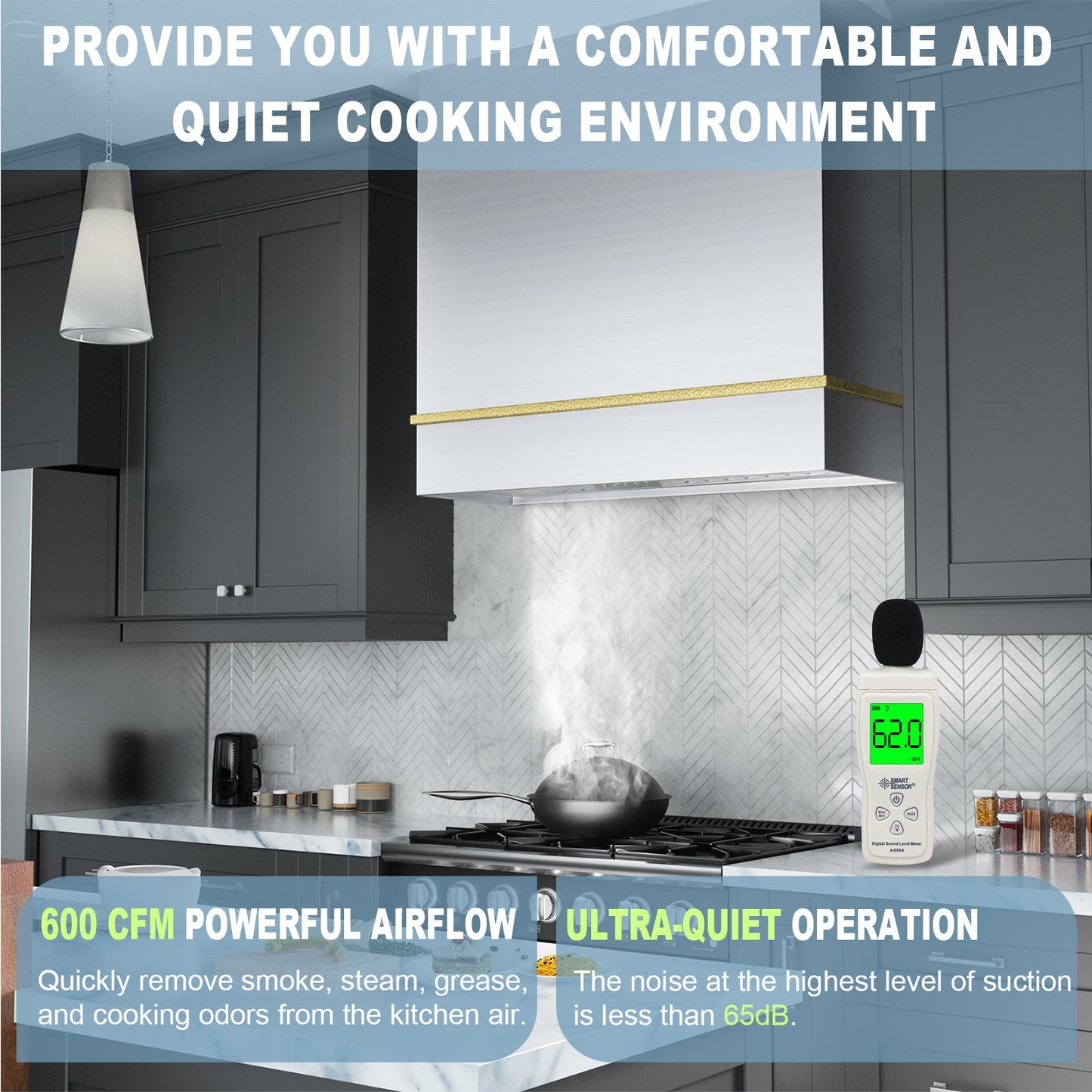 Akicon 30" Stainless Steel Wall Mount Range Hood with 600 CFM Vent Hood