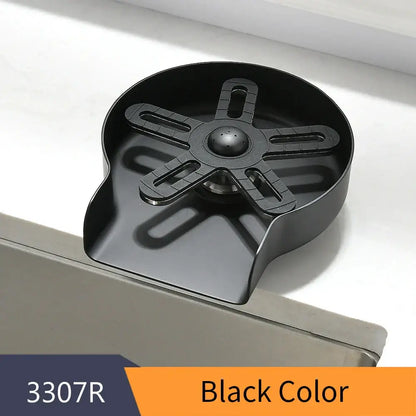 Stainless steel glass rinser with black spiderweb drain for kitchen