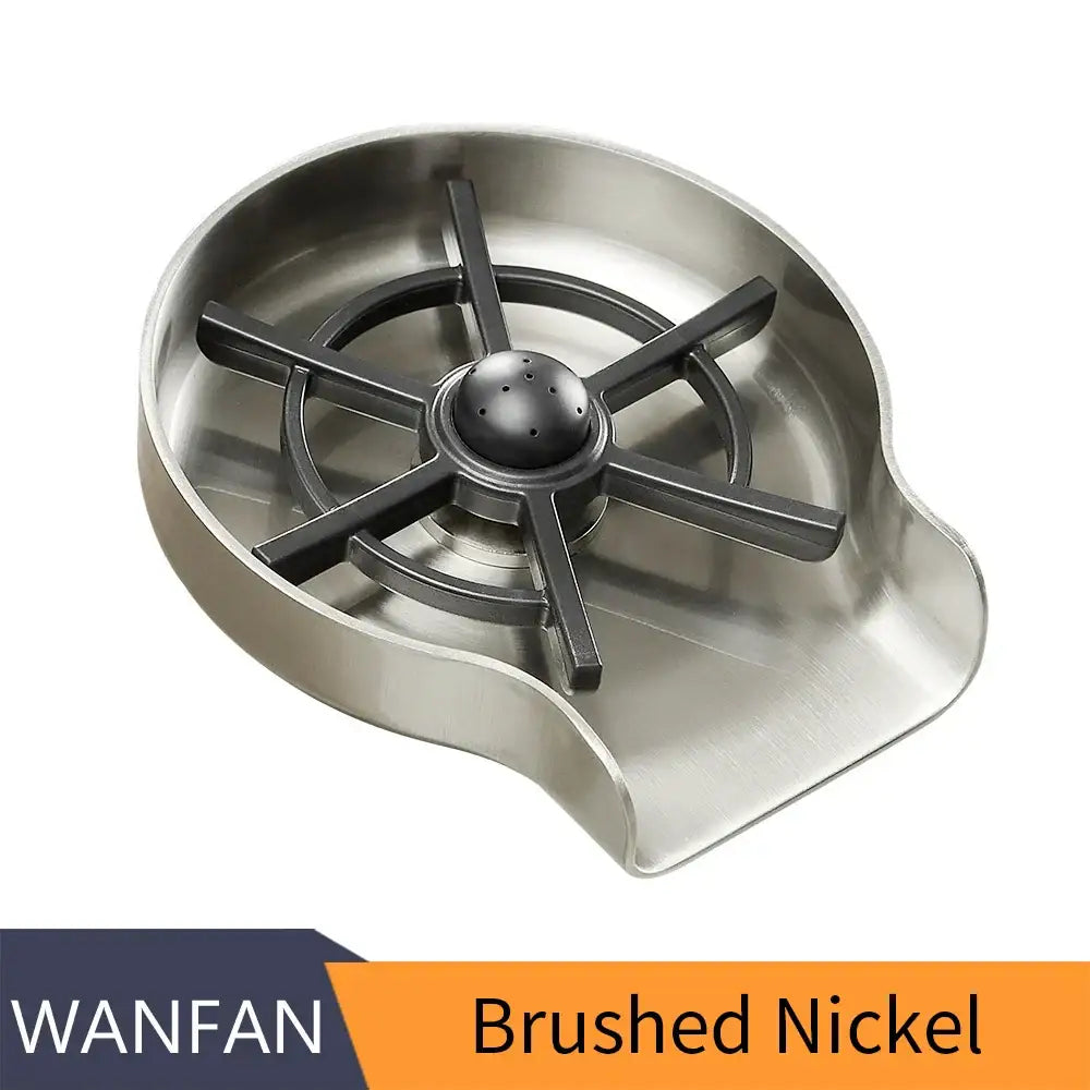 Stainless steel glass rinser with black spiderweb drain for kitchen