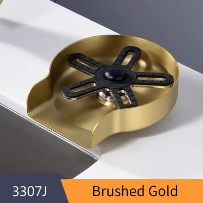Stainless steel glass rinser with black spiderweb drain for kitchen