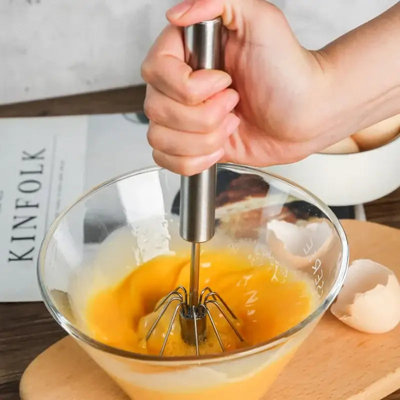 Stainless steel hand pressure egg beater kitchen whisk mixer