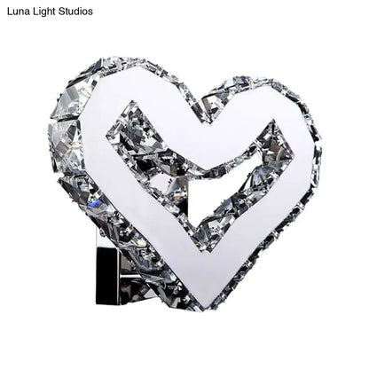 DecorBites™ Stainless-Steel LED Heart Sconce - Modern Clear Crystal Wall Lamp in Warm/White Light