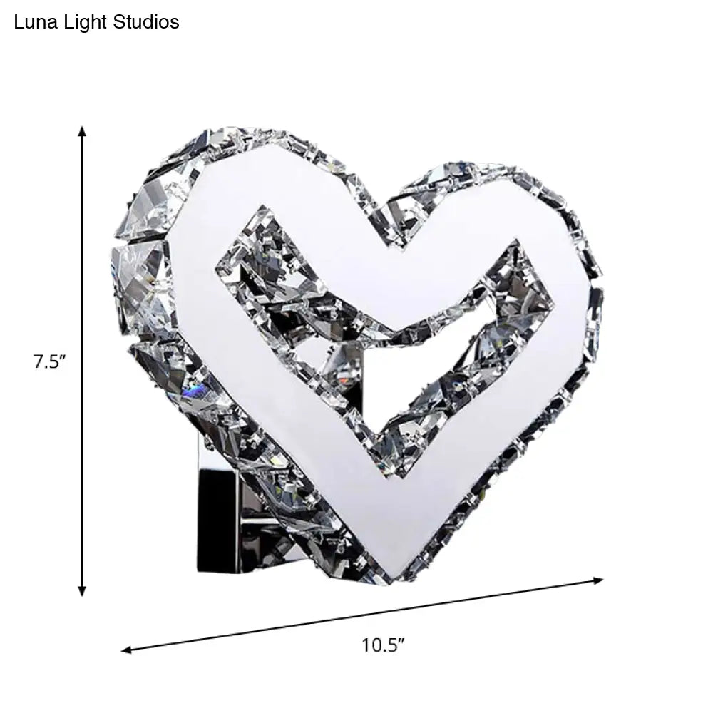 DecorBites™ Stainless-Steel LED Heart Sconce - Modern Clear Crystal Wall Lamp in Warm/White Light