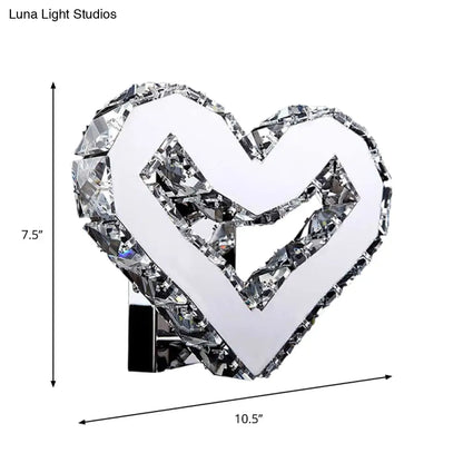 DecorBites™ Stainless-Steel LED Heart Sconce - Modern Clear Crystal Wall Lamp in Warm/White Light