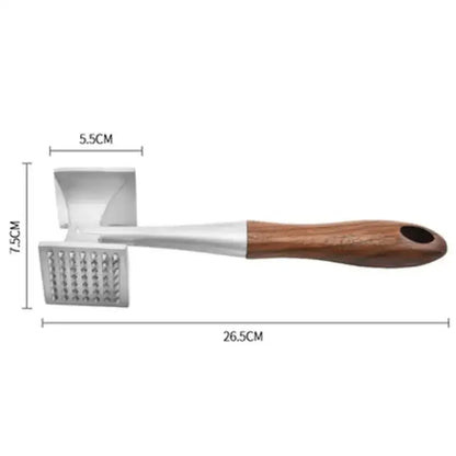 Stainless steel meat tenderizer with wood handle kitchen mallet