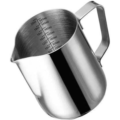 Stainless steel milk frothing jug with measurements kitchen pitcher
