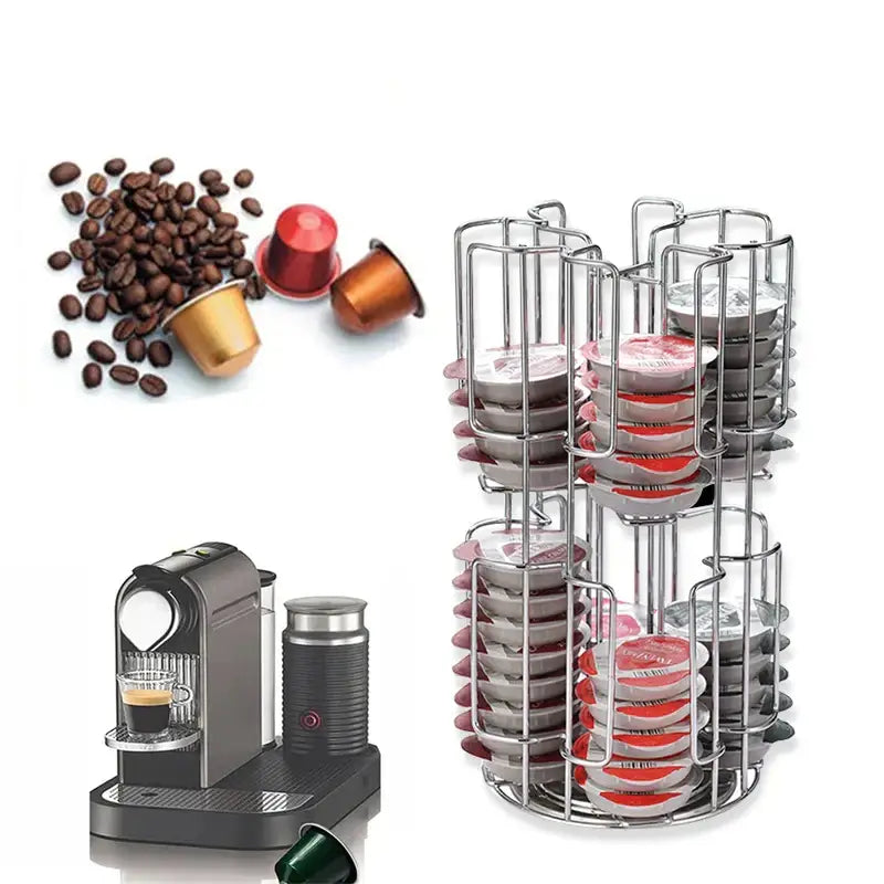 Stainless steel multi tiered coffee capsules organizer stand kitchen storage