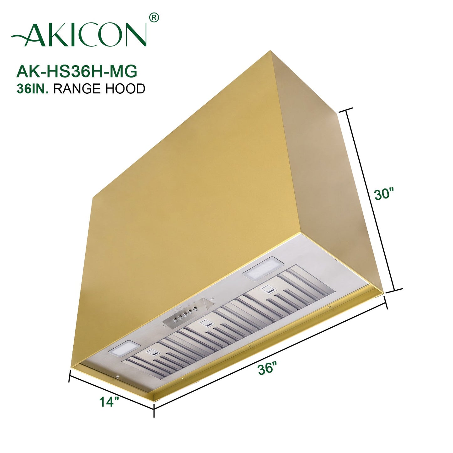 Akicon 36" Stainless Steel Wall Mount Range Hood Modern Box with 600 CFM Vent Hood